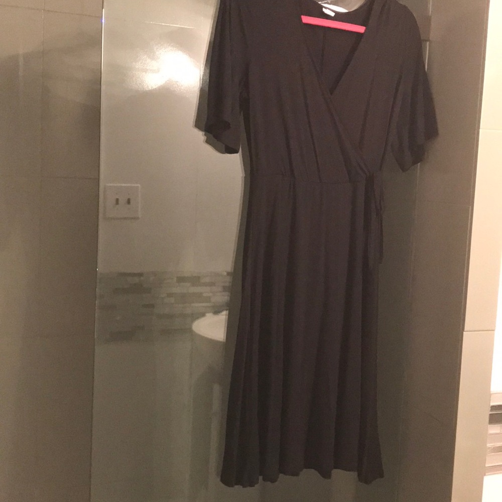 Black lightweight cotton wrap dress